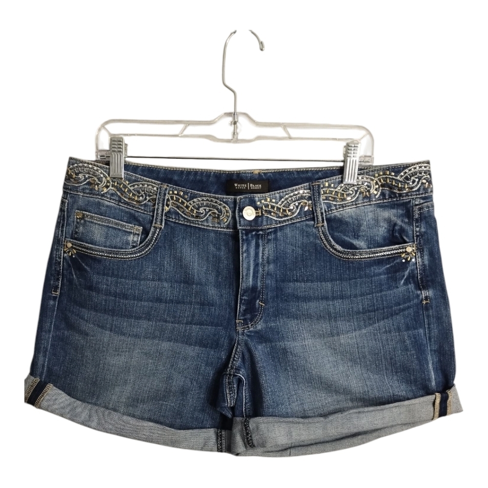 WHBM Embellished Embroidered Vacation Preppy Boho Festival Beach Shorts 14‎